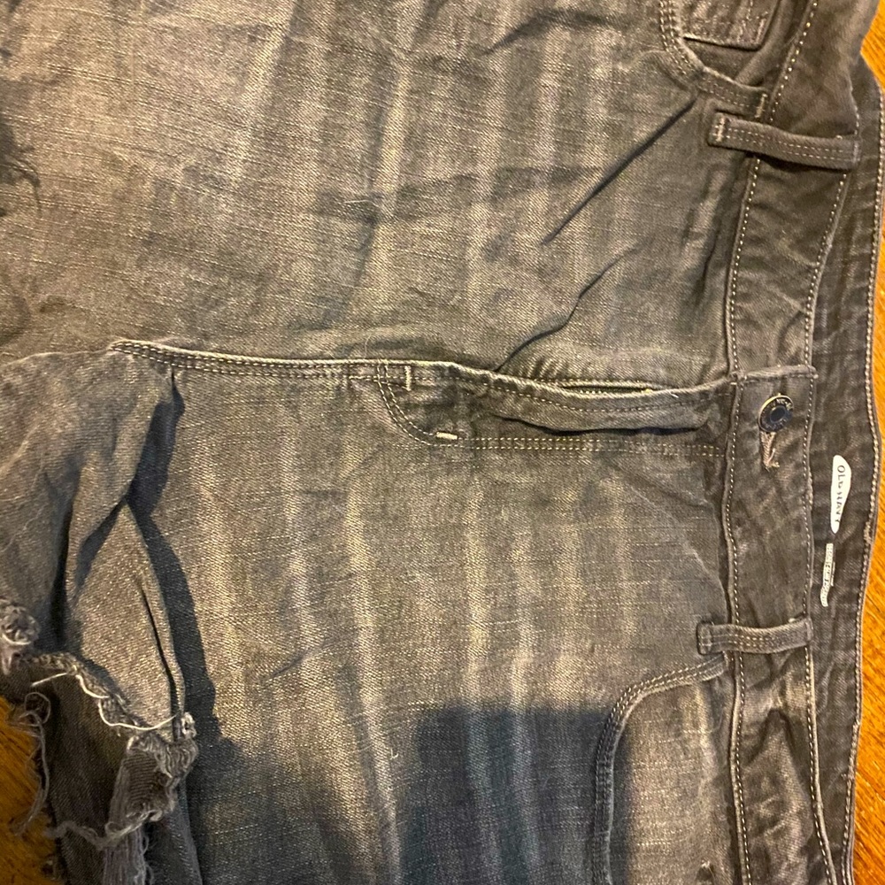 Distressed black denim high rise old navy shorts - size 16